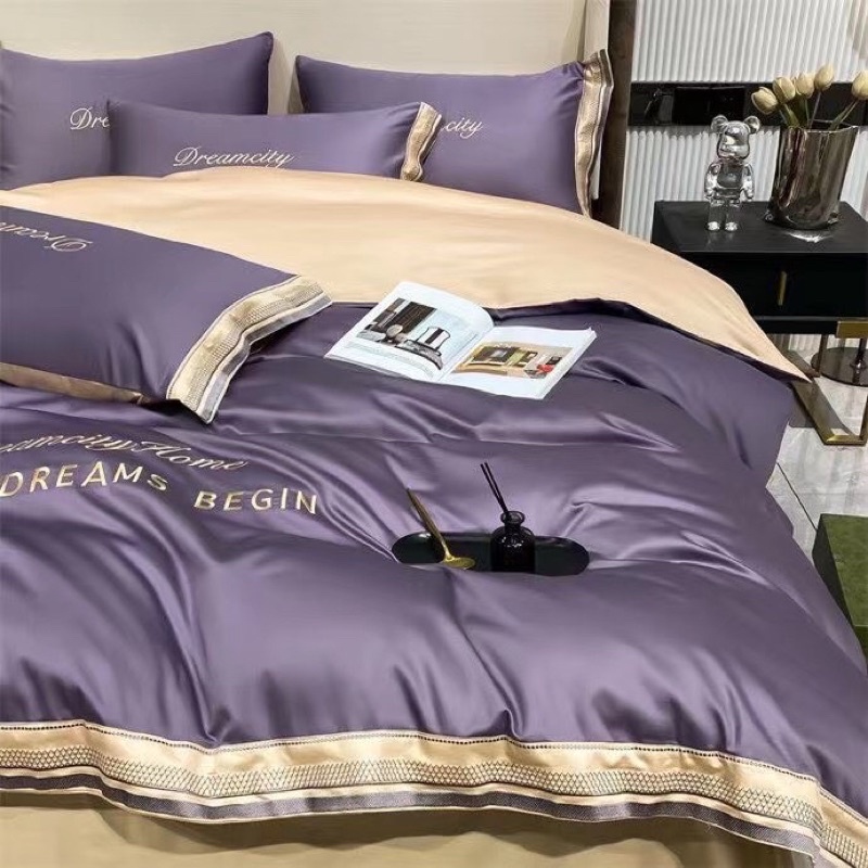 BỘ CHĂN GA GỐI PHI LỤA DREAMCITY MẪU MỚI GA SÁNG MÀU 4 món