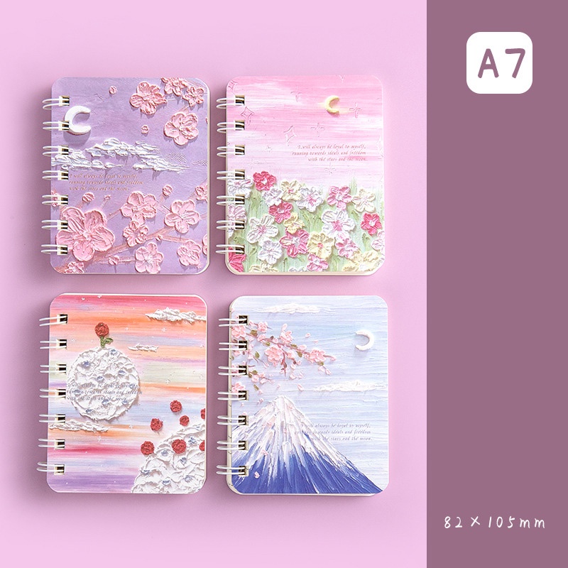 Sổ tay mini SOSAMA sổ còng ghi chú A7 họa tiết cute dễ thương nhiều màu SN-001375