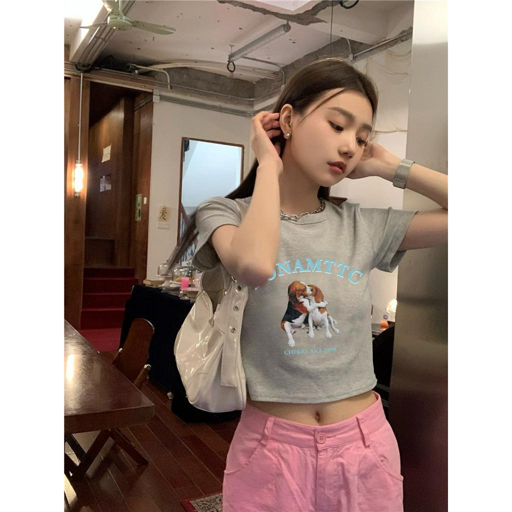 Áo Thun Cộc Tay Cổ Tròn In Hình Con Chó 62653