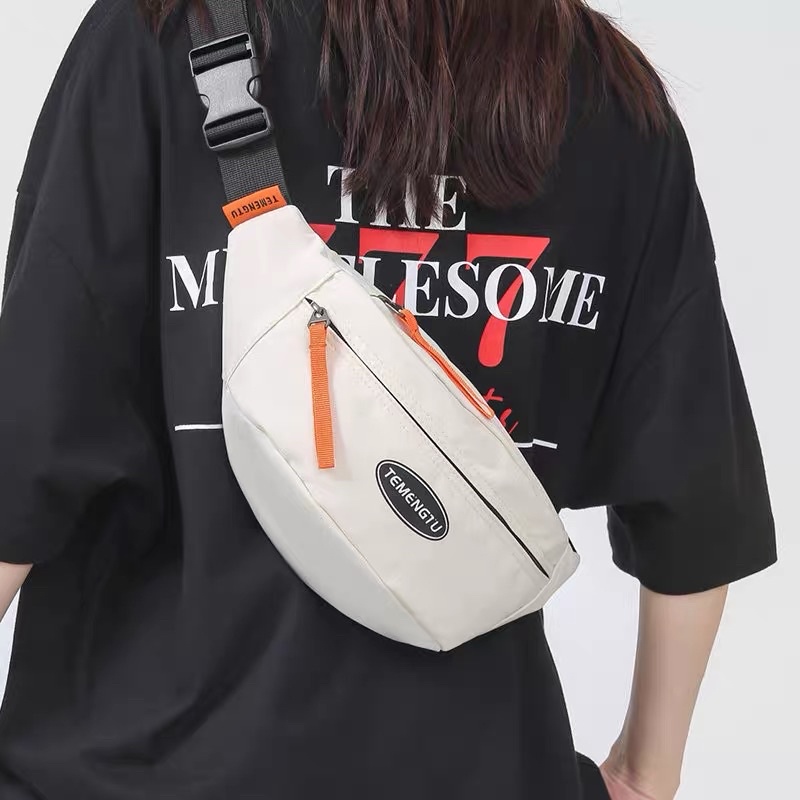 Túi đeo chéo Unisex Hàn Quốc đơn giản  2 màu đen - trắng Temengtu  HÀNG CÓ SẴN  khoá cam