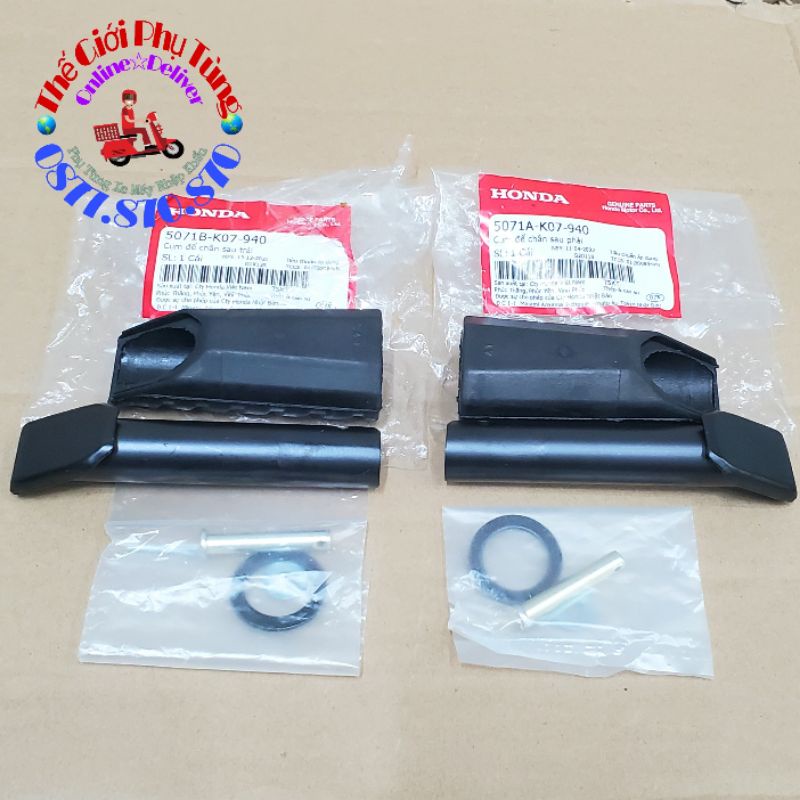 Bộ cao su gác chân xếp sau Air Blade 110 - Wave S110 zin Honda Việt Nam - 5071B-K07-940/ 5071A-K07-940