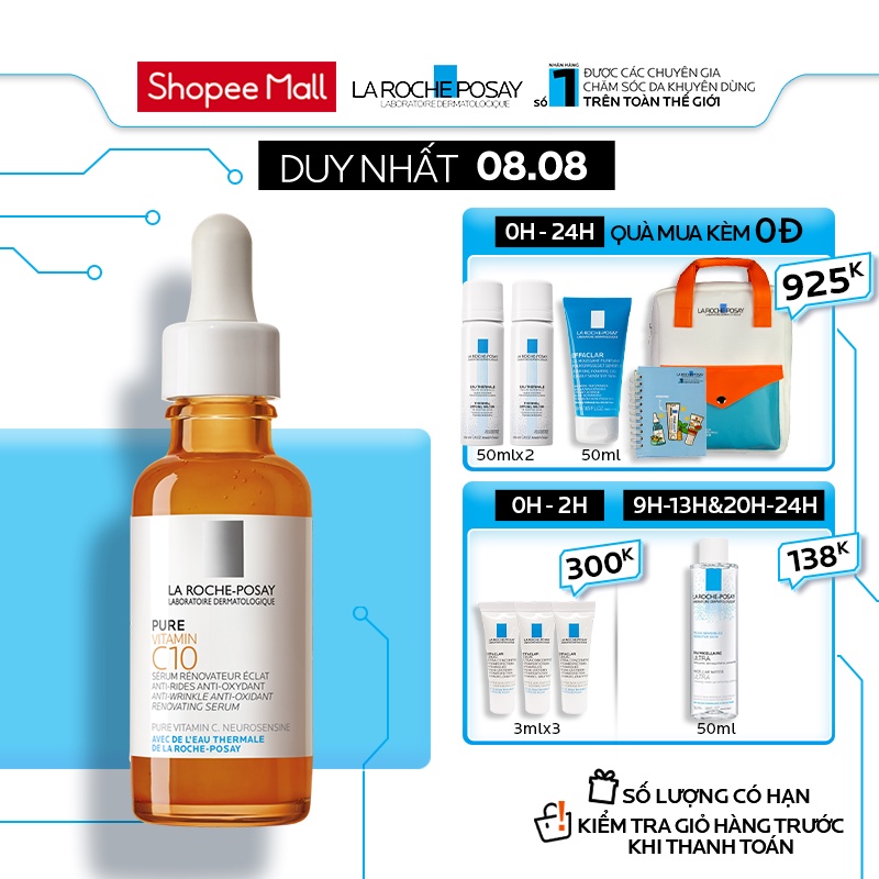 [Mã FMCGMALL giảm 8% đơn từ 250K] Dưỡng chất cải thiện làm sáng da La Roche Posay Pure Vitamin C10 30ml