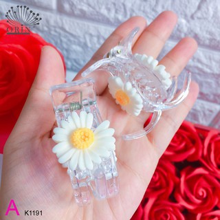 Kẹp tóc càng cua, kẹp càng cua hoa cúc 3 răng trong suốt Orin K1191 (K1191 Kiểu A - 3 răng )