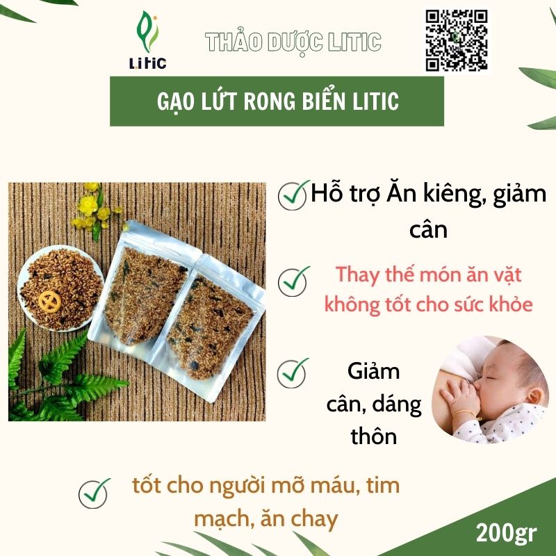 Gạo lứt rang rong biển sấy giòn tan giảm cân, cung cấp dinh dưỡng , thay bữa ăn LITICGL2356