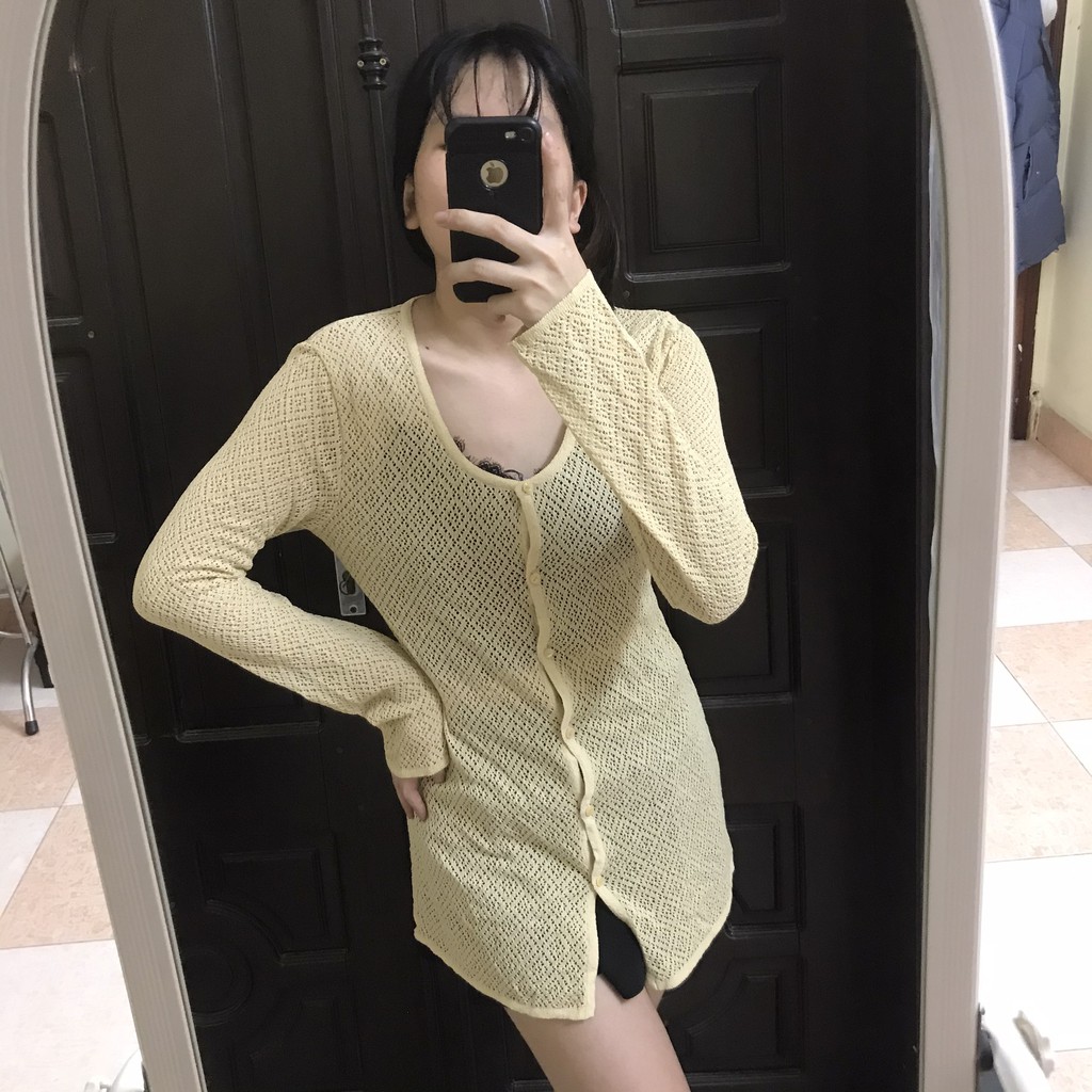 Cadigan len lưới Size S dáng dài