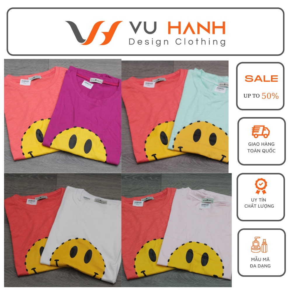 Áo phông hình mặt cười cotton xước mát nhẹ | Shop Vũ Hạnh