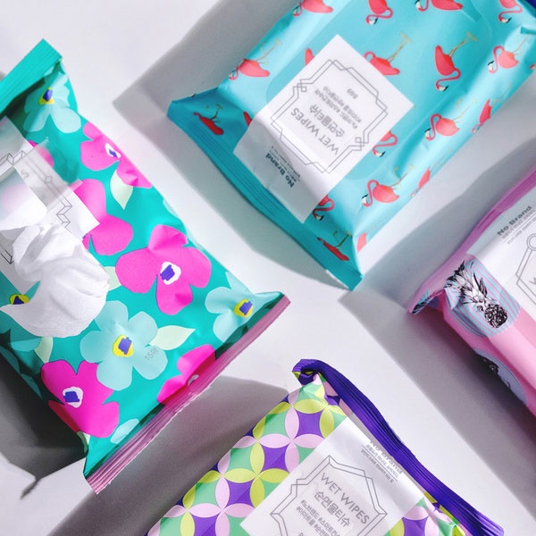 Khăn giấy ướt No Brand Wet Wipes Gói 15 Miếng - Khăn giấy diệt khuẩn nhập khẩu Hàn Quốc