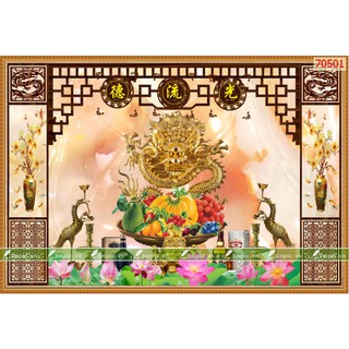 Tranh 3D dán tường trang trí phòng thờ