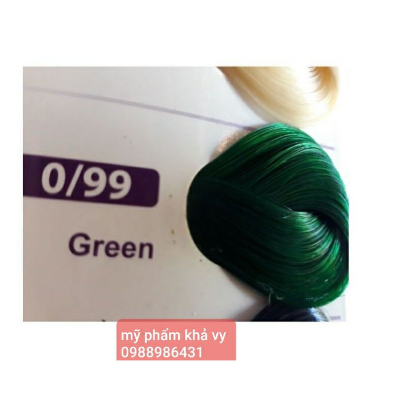 Thuốc Nhuộm Tóc Màu Xanh Lá 0/99 Green Kèm Trợ Dưỡng Oxi