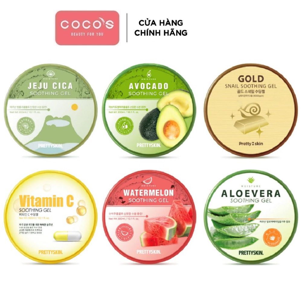 Gel Dưỡng Đa Năng Rau Má / Dưa Hấu / Ốc Sên Soothing Gel Pretty Skin 300ml