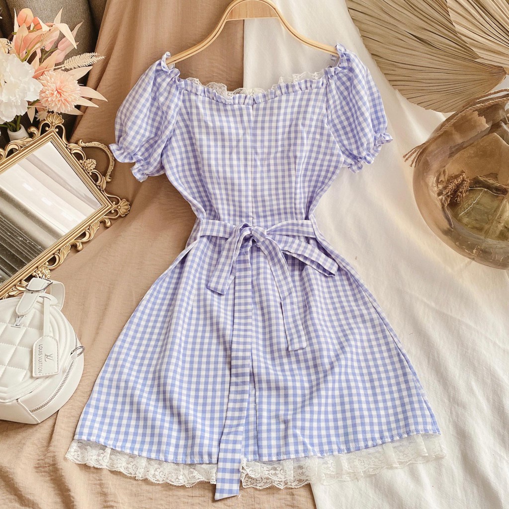 ĐẦM CARO NHÍU VIỀN REN NGỰC | BigBuy360 - bigbuy360.vn