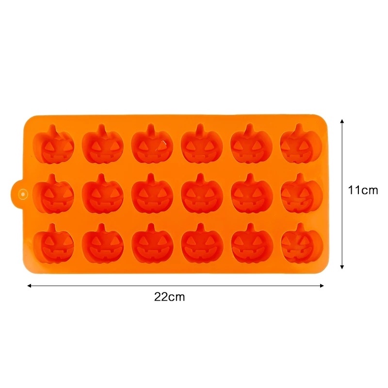 Khuôn Silicone Làm Bánh Bí Ngô / Bí Ngô 18 Lỗ Trang Trí Halloween