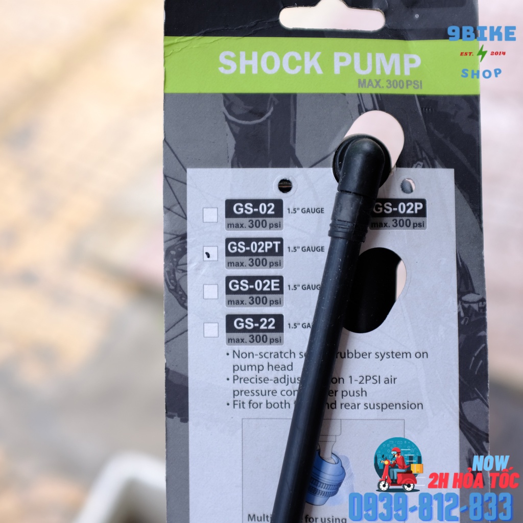 Bơm phuộc hơi xe đạp thể thao 300 PSI chuyên dụng GIYO 02PT