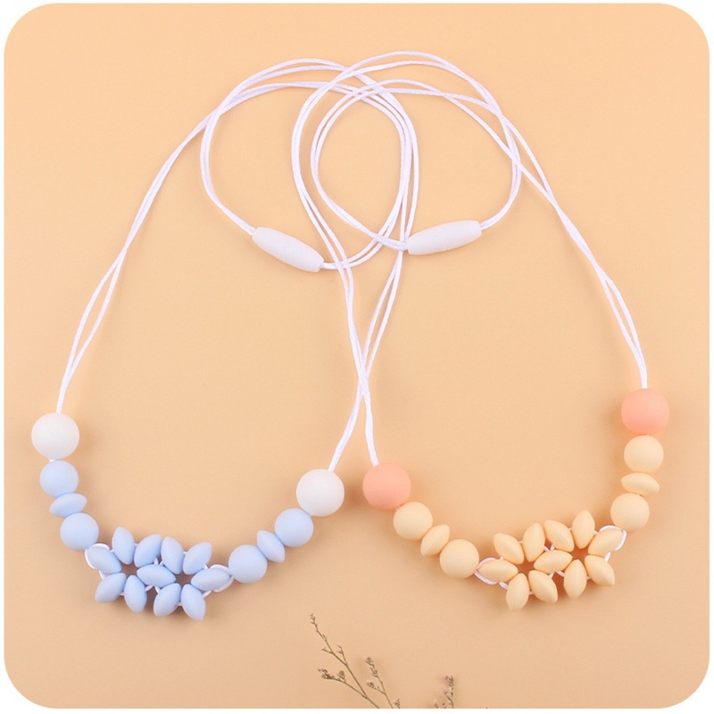 Vòng cổ Hạt Silicone Mặt Hoa Dành Cho Bé Gặm Mọc Răng
