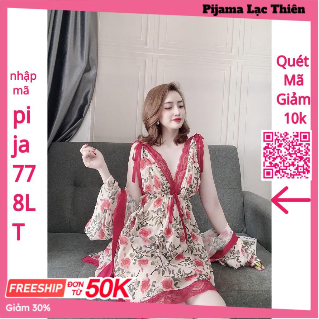 Váy Ngủ Xuyên Thấu Nữ, Set Đồ Ngủ Sexy 3 Món ( Váy Ngủ, Áo Choàng Kèm Quần ) , Đầm Ngủ Mặc Nhà Bigsize Chất Voan Tơ. | BigBuy360 - bigbuy360.vn