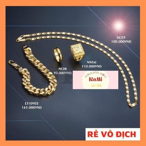 Combo bộ trang sức nam 4 món ( Dây chuyền Dẹt - Nhẫn chữ phúc - Nhẫn chơn 5 chỉ - Lắc tay )