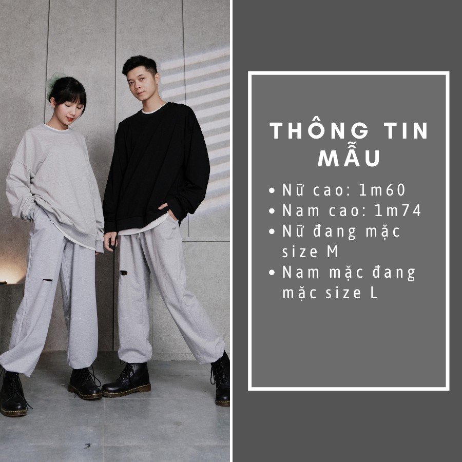 Áo Sweater Nam Nữ Form Rộng Phối Layer 2 Lớp Có Màu Basic Xám, Đen Chất Da Cá Hàn Cao Cấp Thương Hiệu GUF | BigBuy360 - bigbuy360.vn