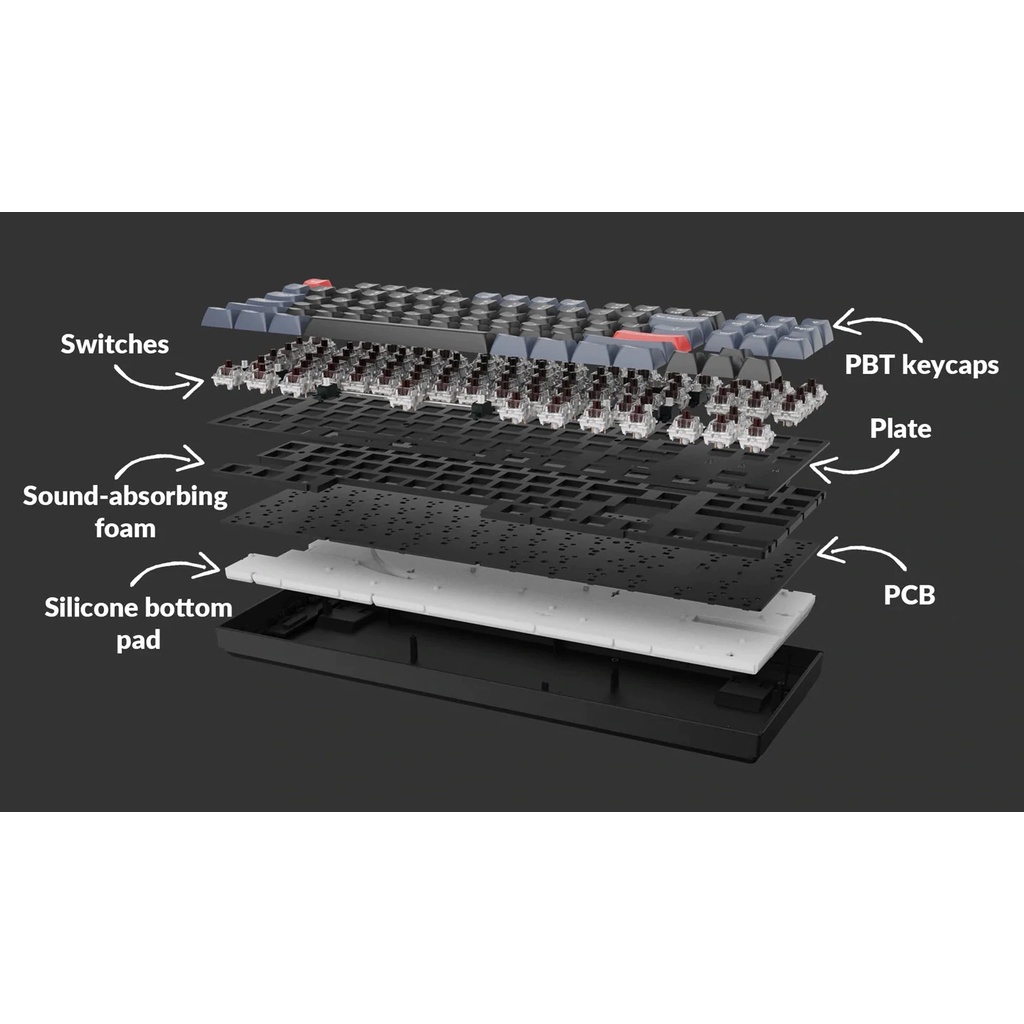 Bàn phím cơ không dây Keychron K8 Pro - Khung nhôm Led RGB - Hotswap QMK/VIA - Switch Gateron G Pro - Hàng chính hãng