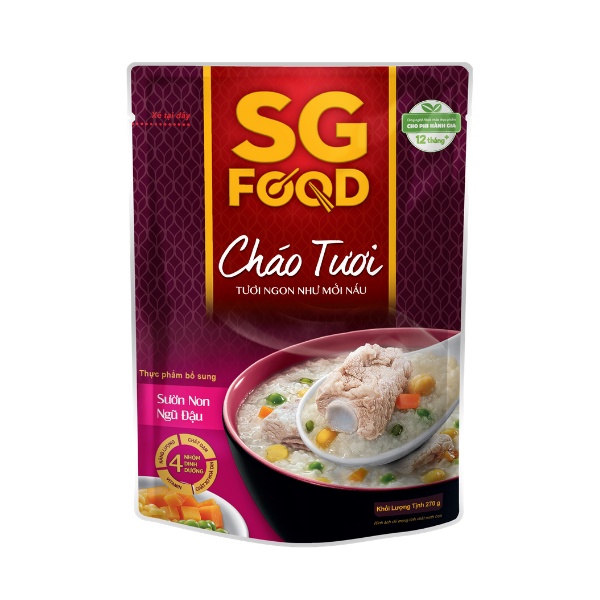 Thùng 30 gói cháo tươi Sài Gòn food 270g dành cho bé từ 12 tháng (đủ vi)