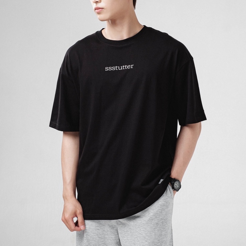 Áo thun nam nữ form refined fit SSSTUTTER cotton thoáng mát in chữ SSSTUTTER TEE