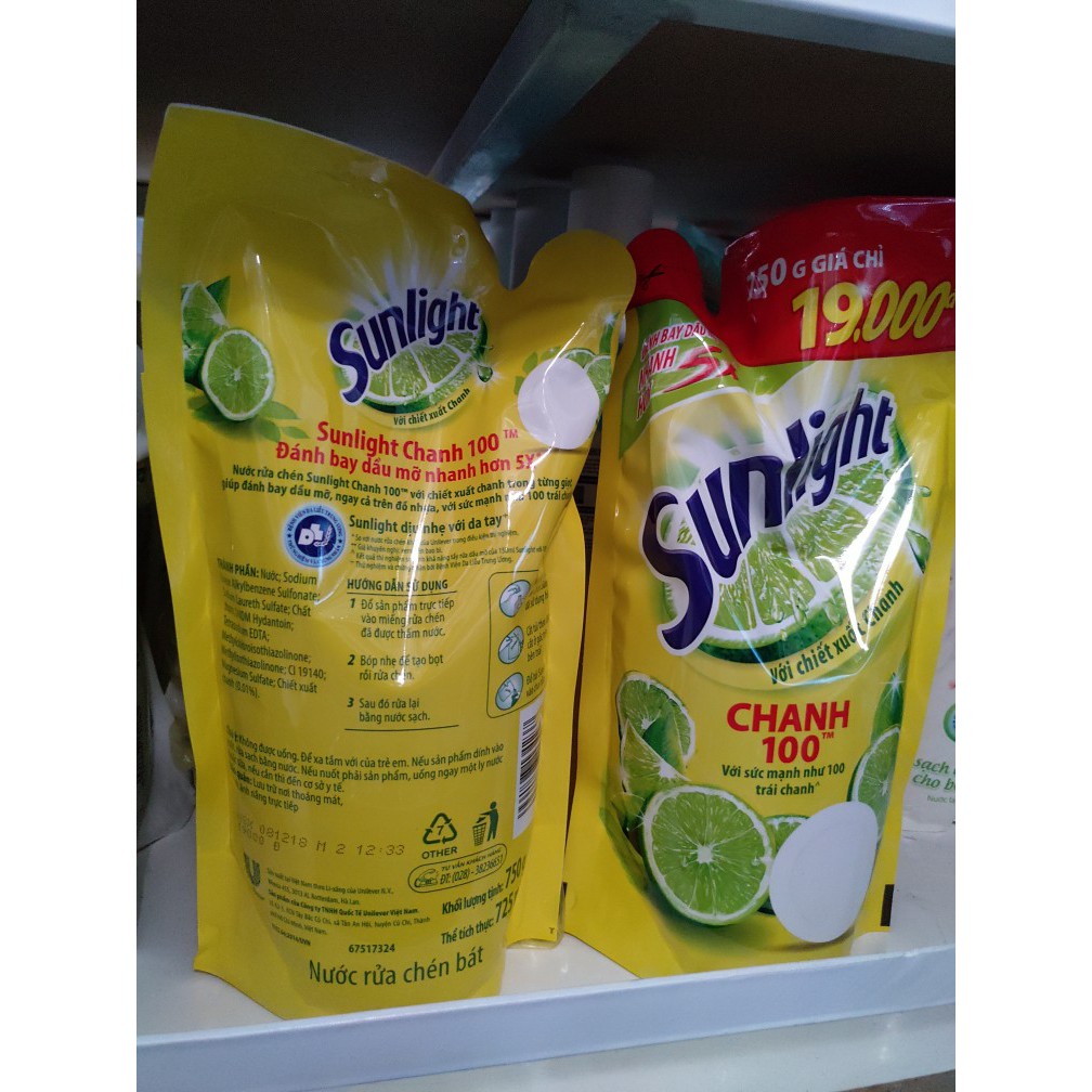 Nước Rửa Chén Sunlight Chanh Dạng Túi (750g)