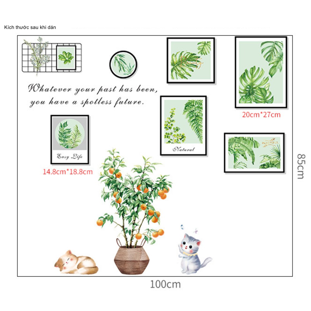 Decal dán tường Bộ khung tranh cây xanh hiện đại