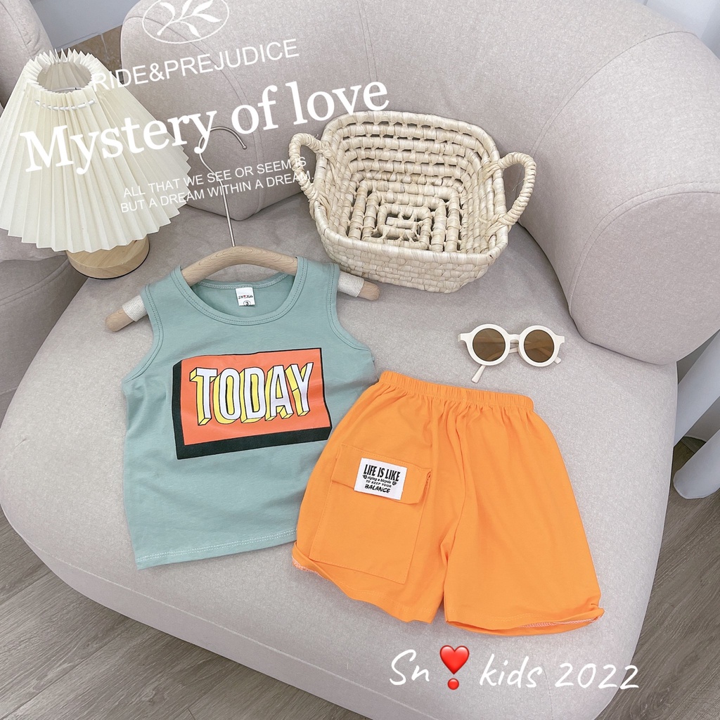 Bộ ba lỗ bé trai, bộ sát nách chất cotton họa tiết TODAY cho bé