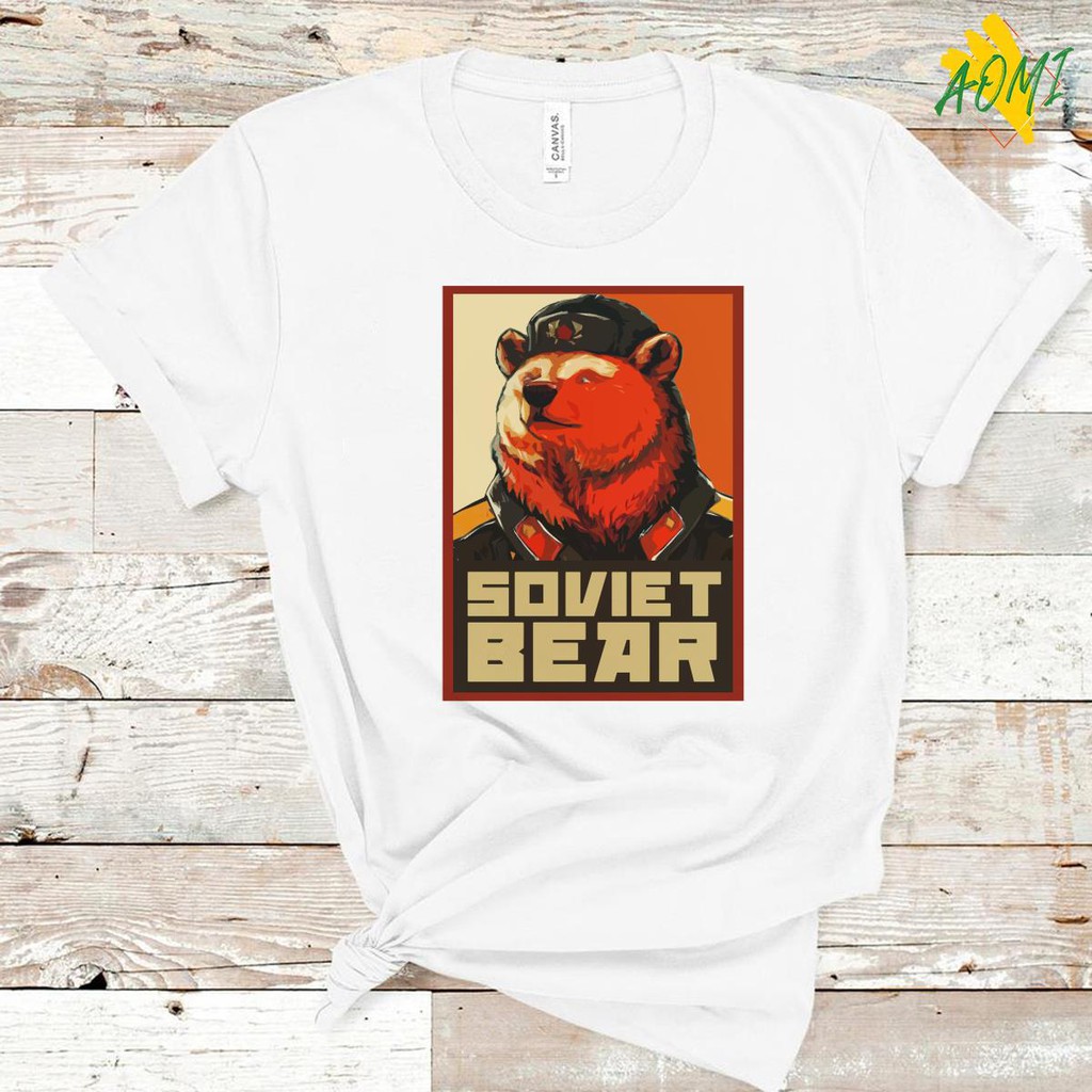 ÁO THUN UNISEX AOMI SOVIET BEAR RUSSIAN GẤU NGA TAY NGẮN TAY LỠ NAM NỮ CHẤT VẢI LOẠI MỘT