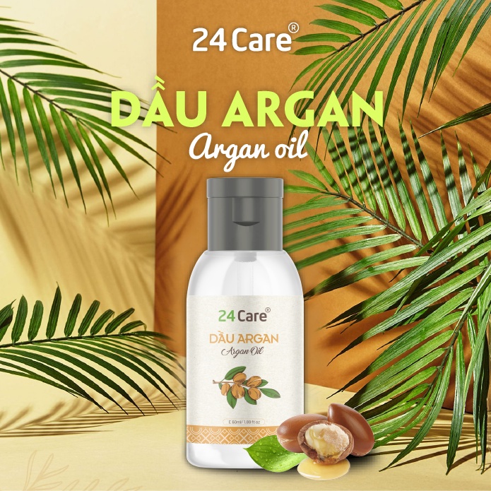 Dầu Argan Nguyên Chất 24Care - Dưỡng trắng da, giảm mụn, giảm thâm - Dung tích 250ml