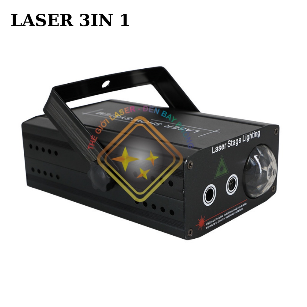 Đèn Laser 3 in 1 Cảm Biến Nhạc  Kết Hợp Nền Với Laser Giá Rẻ Dùng Cho Phòng Bay, Karaoke, bar...