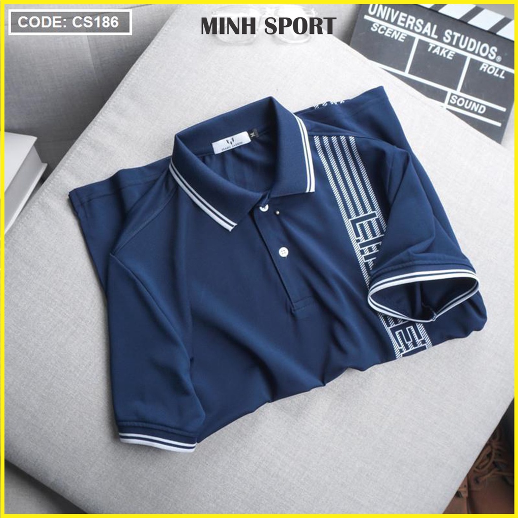 Áo Thun Polo Nam Tay Ngắn Cổ Bẻ In Họa Tiết Sọc, Chất Vải Thun Poly Thái Co Giãn Tốt, Mặc Mát mã AO.36