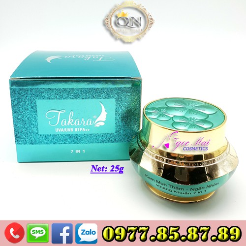 Kem mụn thâm, Ngăn nhờn, Kháng khuẩn, Se khít lỗ chân lông 7 in 1 TAKARA (25g)