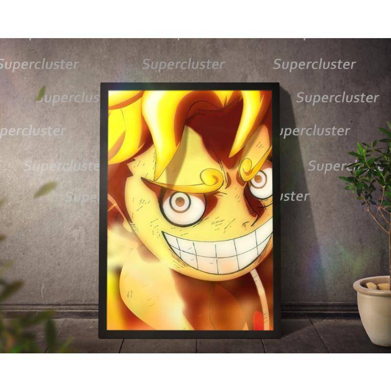 Tranh Vải Cuốn Treo Tường Họa Tiết Hoạt Hình One Piece Gear 5 Nika Luffy
