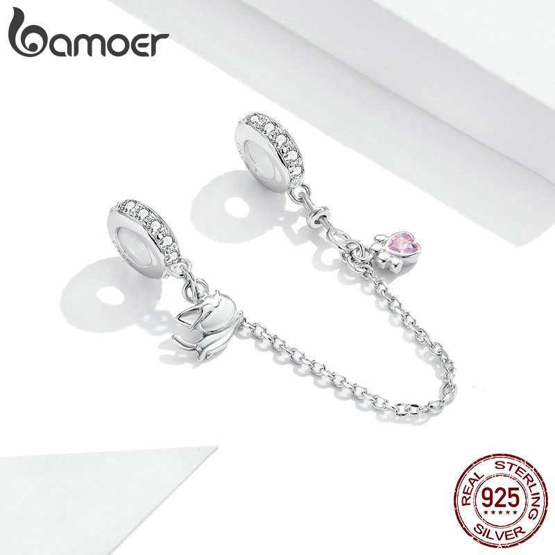 Hạt Xỏ Bamoer Bằng Kim Loại Hình Mèo Dễ Thương Dùng Làm Trang Sức