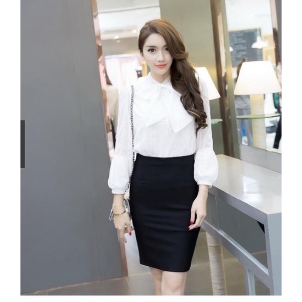 Chân Váy Công Sở Ngắn Ôm Trên Gối Dáng Bút Chì Lưng Thun Cạp Cao Xẻ Sau CHIPY Đen Vintage Ulzzang Hàn Quốc Tutu 003 | BigBuy360 - bigbuy360.vn