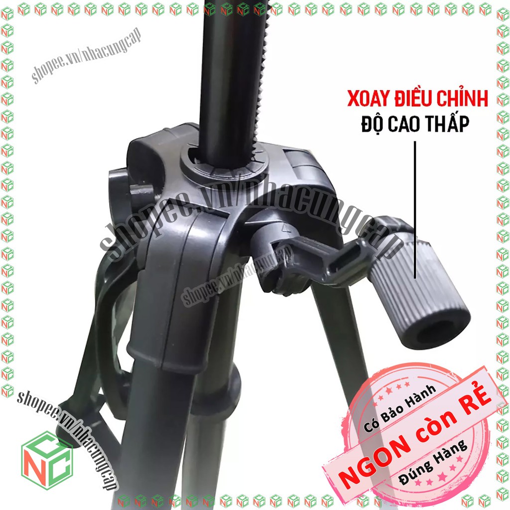 Tripod chân đế máy ảnh điện thoại với 3 chân đỡ - NLM-Tripod3366 (Bạc, Đen, Vàng)