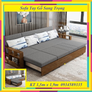 Giường sofa thông minh , sofa đa năng gấp gọn , ghế sofa cao cấp 2 trong 1 tay gỗ sang trọng khung thép