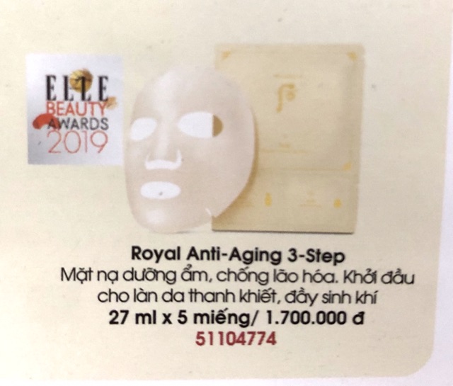 Combo 5 tặng 1- MẶT NẠ NGĂN NGỪA LÃO HOÁ TRẺ HOÁ DA 3 BƯỚC - WHOO BICHUP ROYAL ANTI-AGING MASK/ OHUI công ty chính hãng