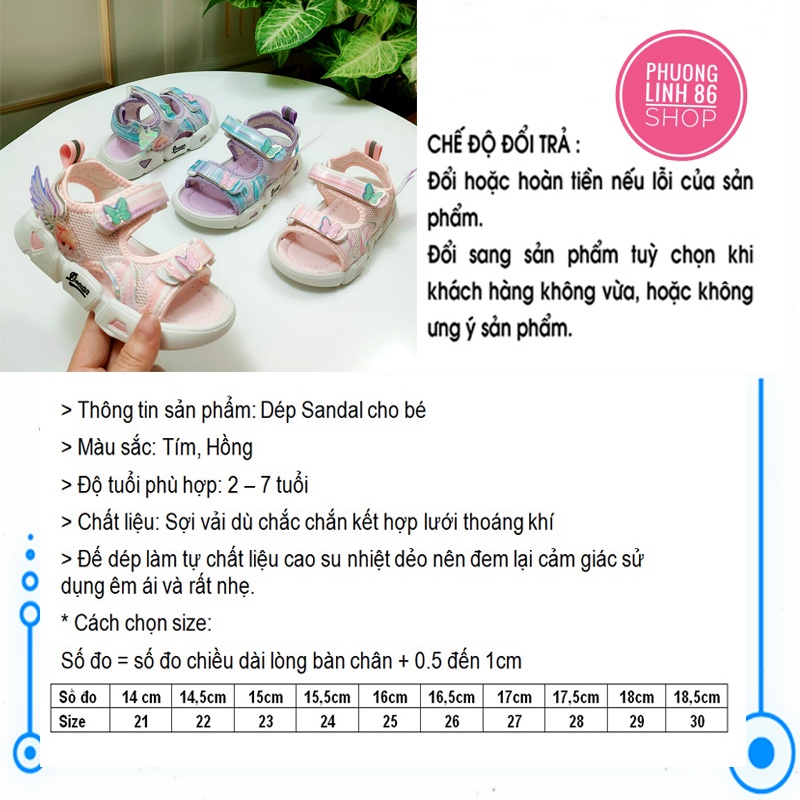 Dép Sandal Trẻ Em Bé Gái Từ 2 Đến 7 Tuổi Quai Ngang Đế Êm Siêu Nhẹ Họa Tiết Công Chúa Đáng Yêu Shop E70 (A02)