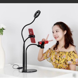 Bộ dụng cụ livestream chuyên nghiệp kèm đèn led 3 mức độ sáng, khung bằng sắt sơn tĩnh điện