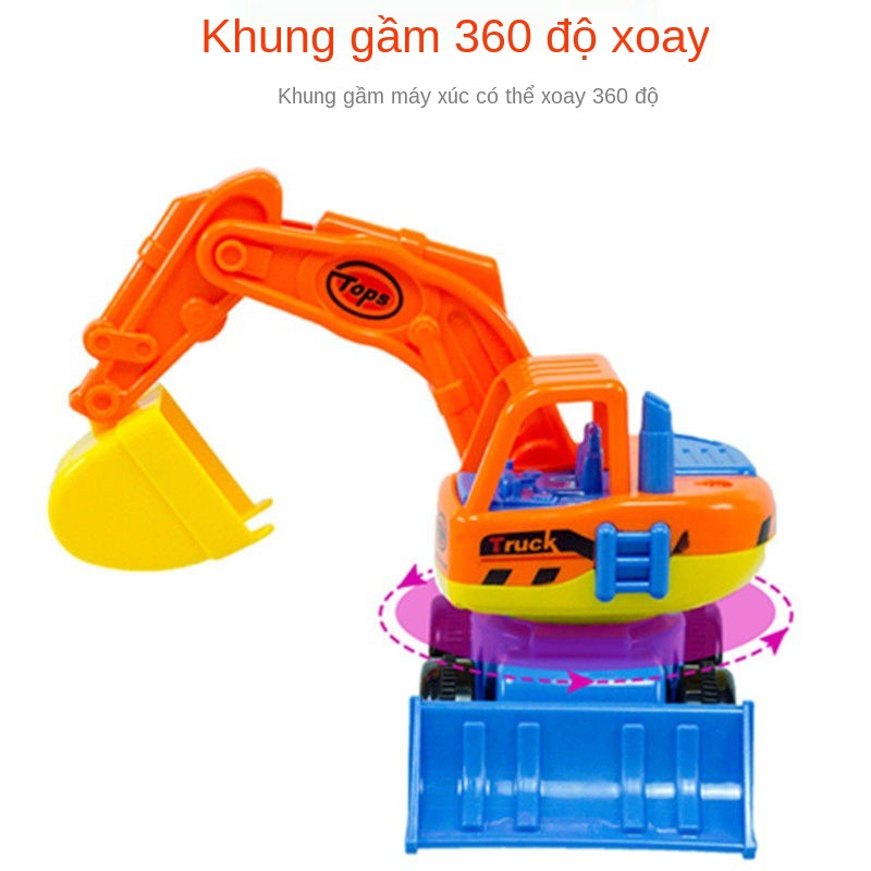 trẻ em Phim hoạt hình xe kỹ thuật quán tính câu đố ô tô đẩy tay Máy xúc mô phỏng đồ chơi cậu bé