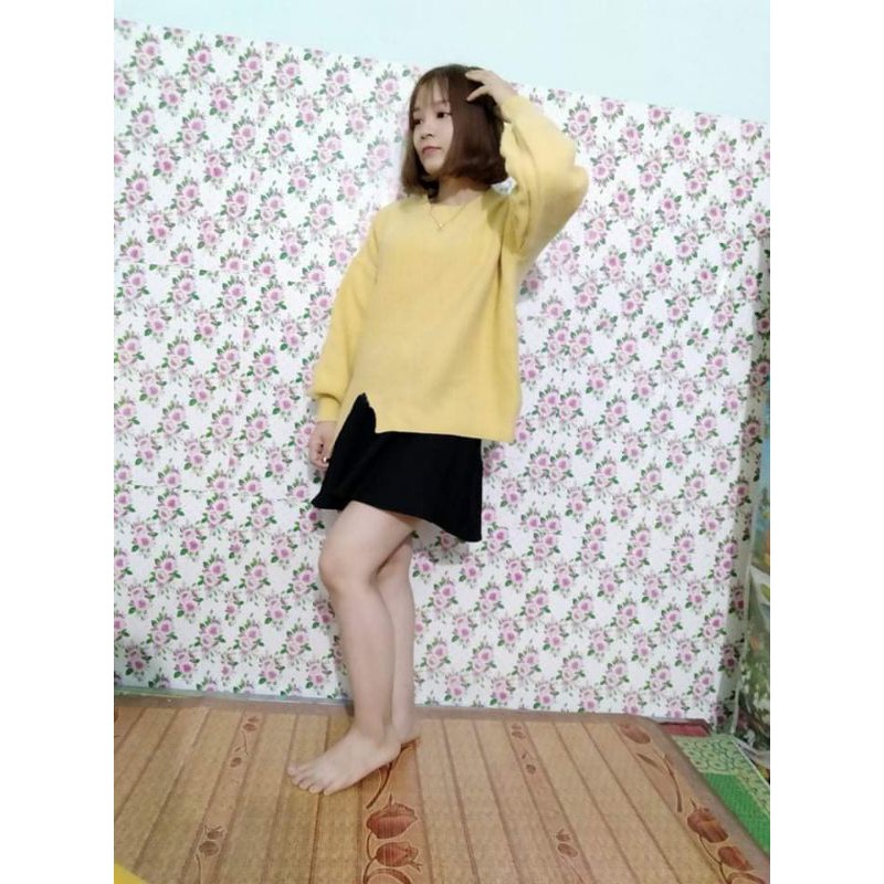 Áo len hàn xẻ tà xinh xinh ( ảnh mẫu shop tự chụp)