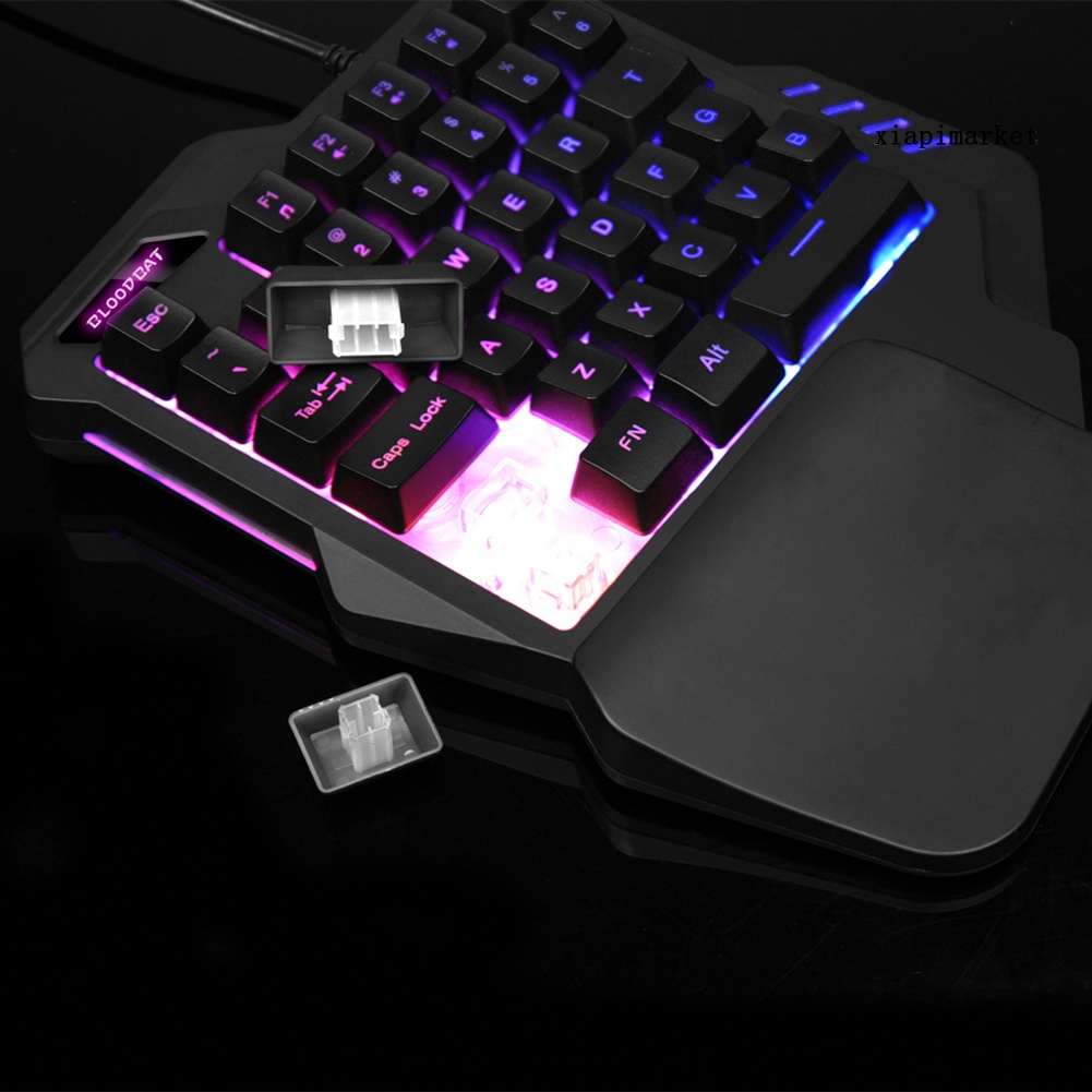 LOP_Wired Ergonomic Single Hand USB LED Backlit Mechanical Feel Gaming Keyboard