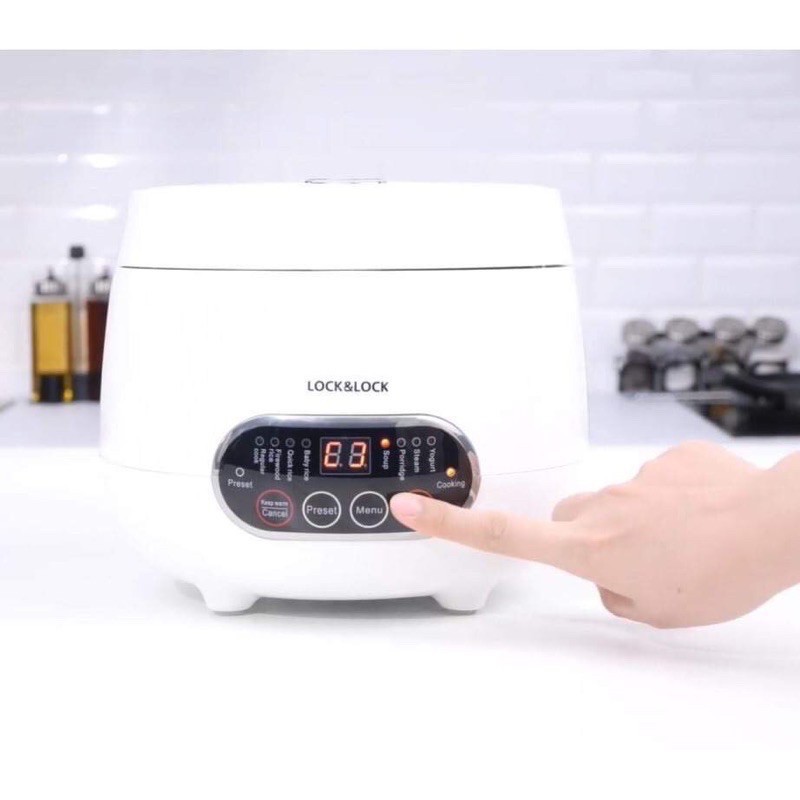 Nồi cơm điện kỹ thuật số Lock&amp;Lock Digital Rice Cooker 0.8L, 220V~, 50Hz, 300W – Màu trắng EJR326WHT