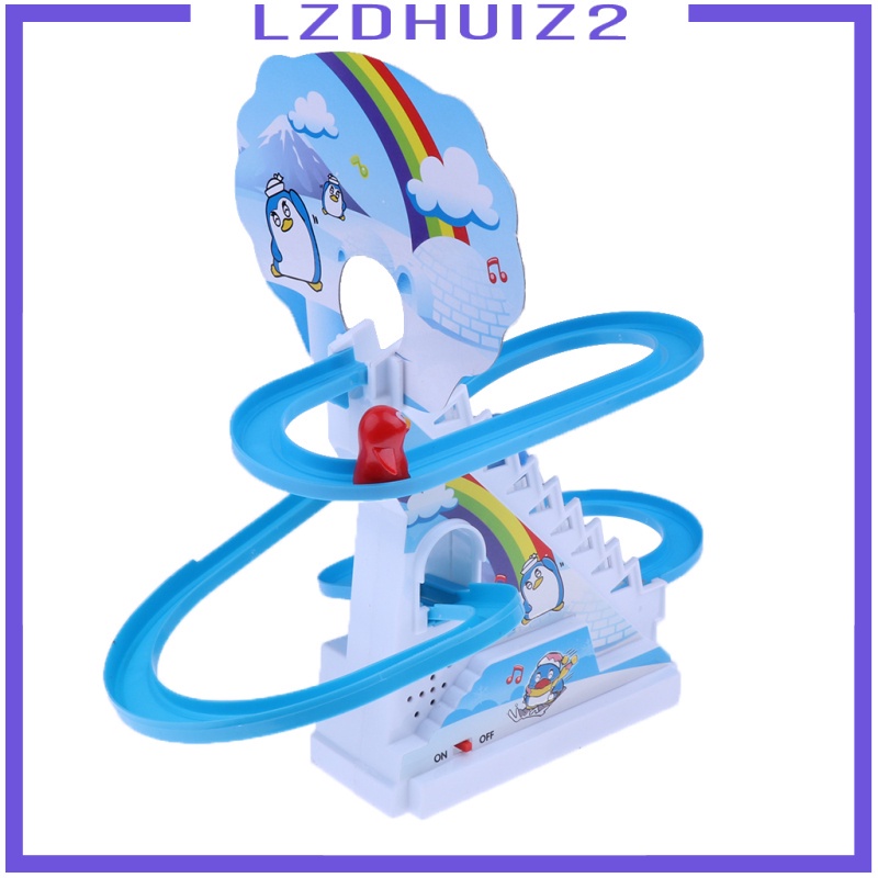 Đồ Chơi Đường Ray Cầu Thang Chim Cánh Cụt Điện Tử Les Fleurs Có Nhạc Và Đèn Vui Nhộn Dành Cho Trẻ Em