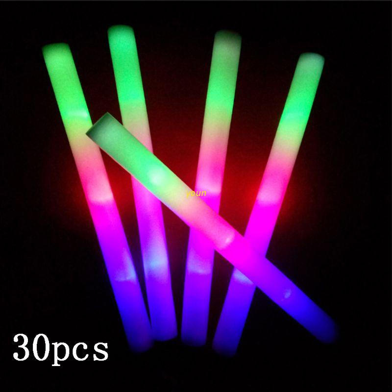 Youn Set 30 Gậy Xốp Mềm Có Đèn LED Nhiều Màu Sắc Phát Sáng Cổ Vũ Hòa Nhạc Festiv