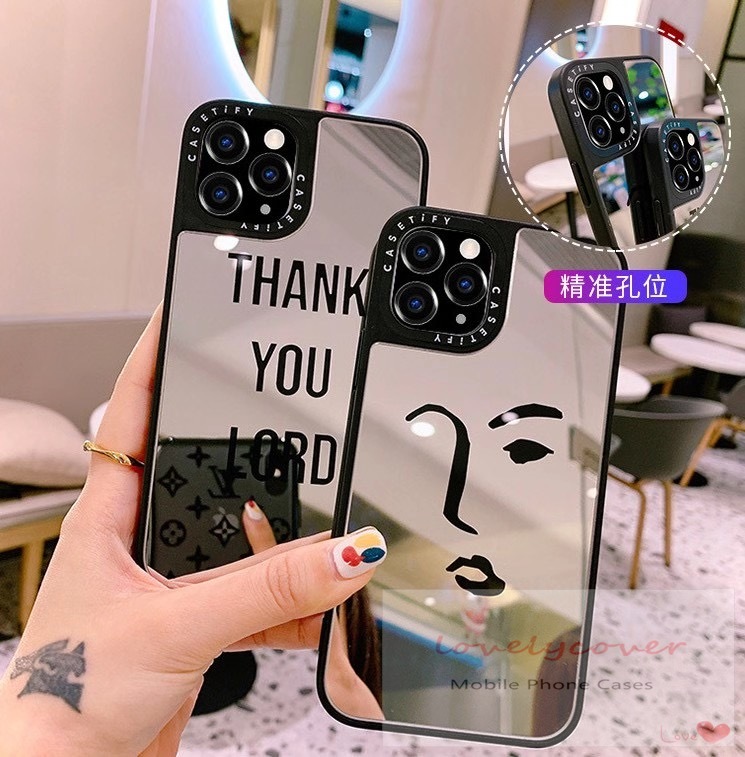 CASETIFY Art Drawing Anti-knock Case for Iphone 11 12 Mini Pro Max X XR XS Max For Iphone SE 7 8 Plus Makeup Mirror Case Protective Cover