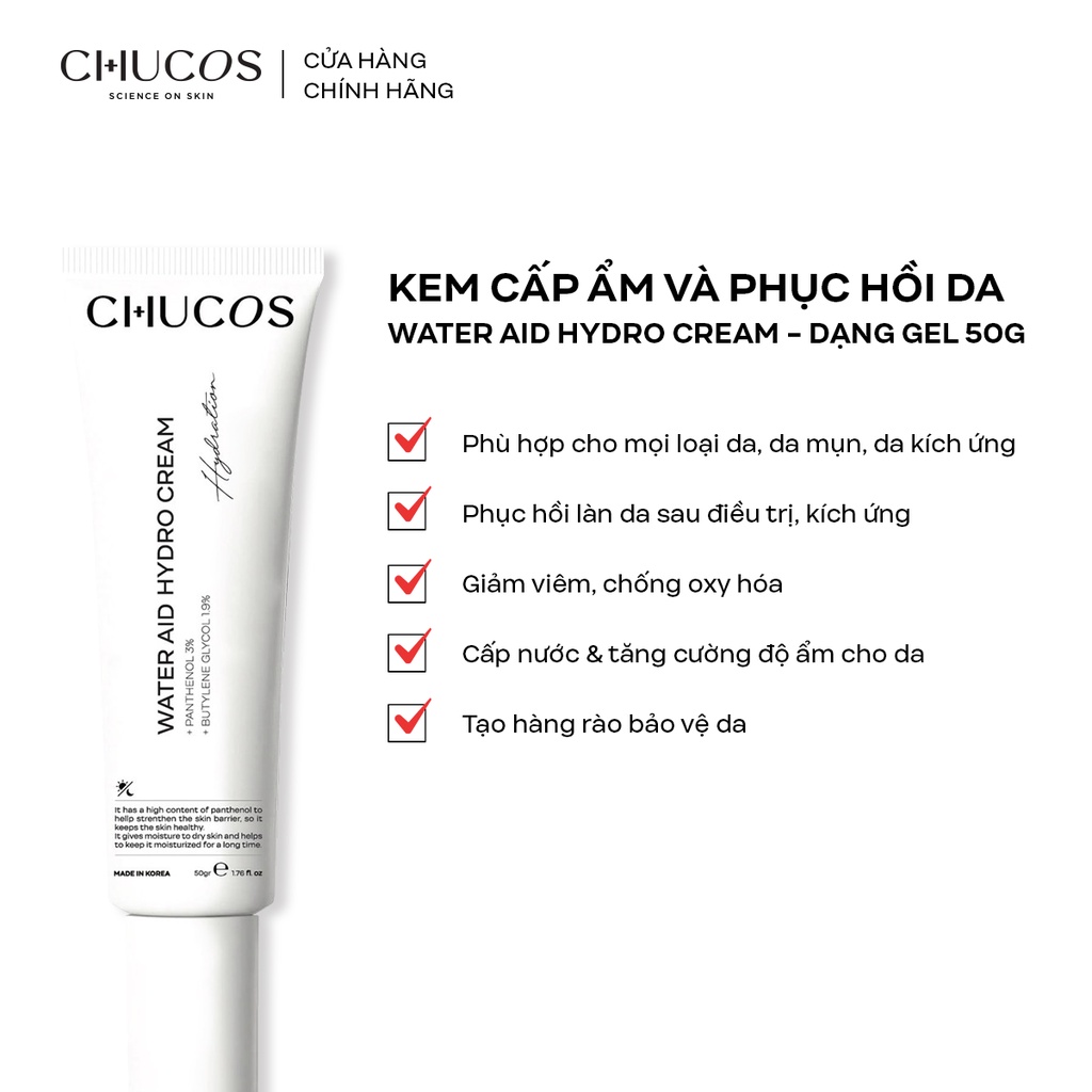 Kem Cấp Ẩm Và Phục Hồi Da Chucos Water Aid Hydro Cream - Dạng Gel 50g