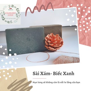 Xà phòng trừ mụn, mờ thâm handmade - sài xám, biếc xanh