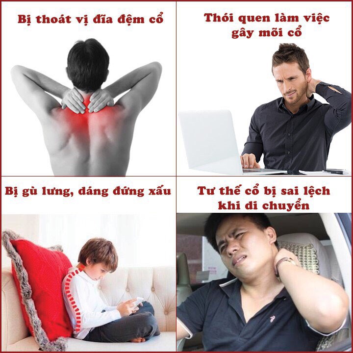 Đai gối hơi tựa cổ, massage hỗ trợ điều trị kéo giãn đốt sống cổ, vai gáy